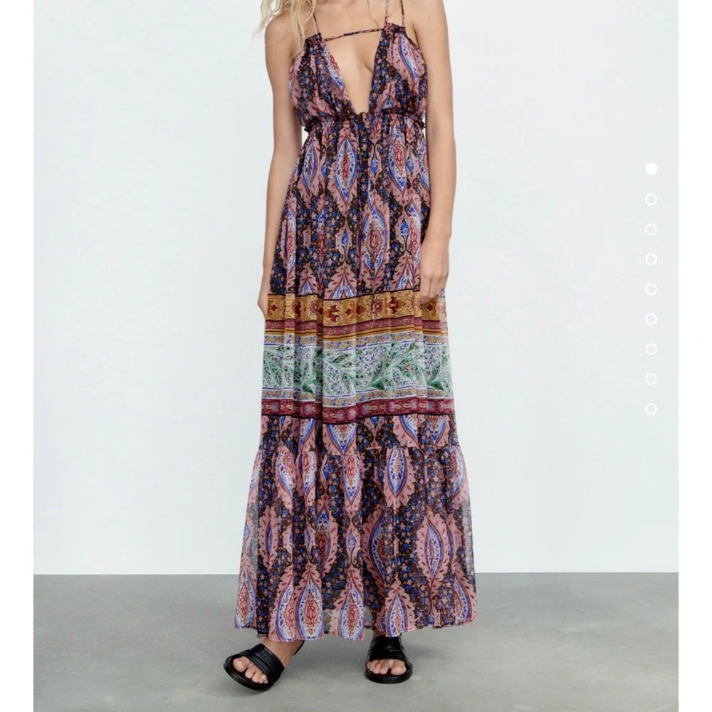 - ZARA LONG PRINT DRESS Multicolor - Picture 7 of 10